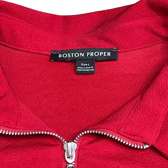 Boston Proper Solid Zippered Front Sleeveless Collared Dress Red NWT size Large - Picture 6 of 8